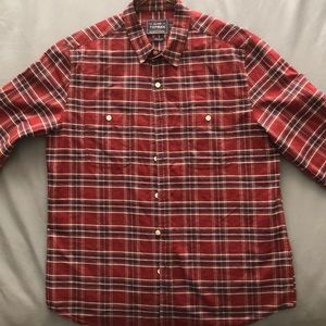 Burgundy and Navy Blue Plaid Shirt